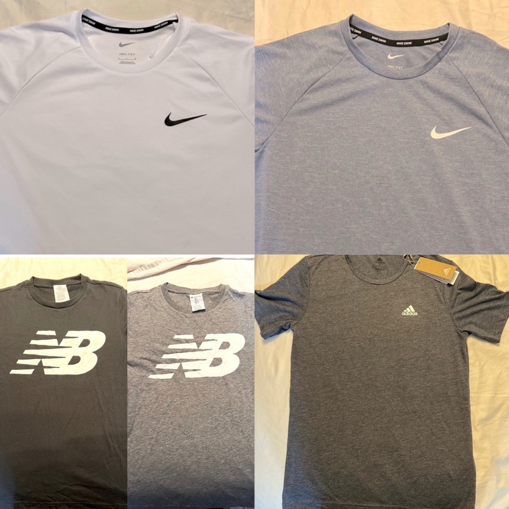 NWT LOT of 5! Nike, New Balance, Adidas Mens Sz Small Workout Tees